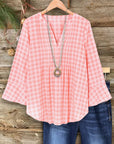 Sweet Gingham Ruffle Blouse