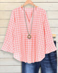 Sweet Gingham Ruffle Blouse