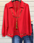 Fiery Glamor Leopard Print Patchwork Blouse