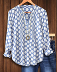 Polka-Dot Pleated Casual Blouse