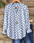 Polka-Dot Pleated Casual Blouse