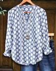 Polka-Dot Pleated Casual Blouse