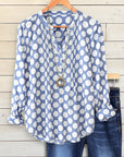 Polka-Dot Pleated Casual Blouse