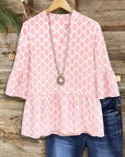 Sweet Rose Flared Sleeve Blouse