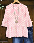 Sweet Rose Flared Sleeve Blouse