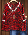Red Leopard Print Blouse