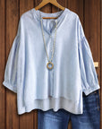 Blue Striped Relaxed Fit Blouse