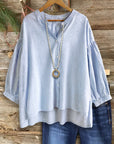 Blue Striped Relaxed Fit Blouse