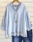 Blue Striped Relaxed Fit Blouse