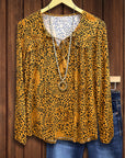 Paisley Leopard Print Casual Blouse