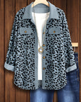 Corduroy Leopard Print Casual Blouse