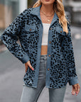 Corduroy Leopard Print Casual Blouse
