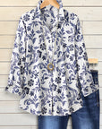 Indigo Grace Floral Button Blouse