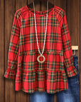 Holiday Cheer Plaid Peplum Top