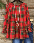 Holiday Cheer Plaid Peplum Top