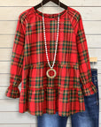 Holiday Cheer Plaid Peplum Top