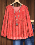 Red Dot Print Casual Blouse