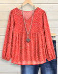 Red Dot Print Casual Blouse