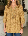 Floral Print Pleated Casual Blouse