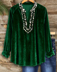 Emerald Velvet Chic Blouse