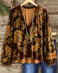 Velvet Floral Vintage Boho Blouse