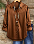 Mocha Satin Stripe Blouse
