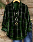Emerald Velvet Plaid Blouse