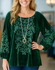 Ethnic printed Velvet Blouse