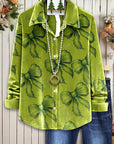 Evergreen Velvet Bow Blouse