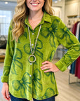 Evergreen Velvet Bow Blouse