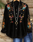 Desert Bloom Embroidered Velvet Shirt