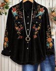 Desert Bloom Embroidered Velvet Shirt