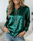 Emerald Leopard Satin Shirt