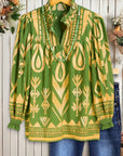 Boho Geo Puff Sleeve Blouse
