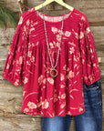 Romantic Bloom Pleated Puff Sleeve Top