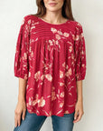 Romantic Bloom Pleated Puff Sleeve Top