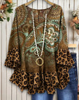 Boho Mix Ruffled Hem Tunic Top