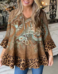 Boho Mix Ruffled Hem Tunic Top
