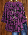 Shadow Floral Print Pleated Elegant Top