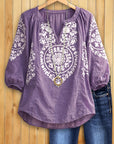 Bohemian Floral Embroidered Blouse