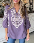 Bohemian Floral Embroidered Blouse