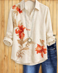 Gold Floral Print Casual Shirt