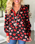 Sweetheart Print Button Blouse
