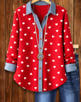 Red Heart Button Blouse