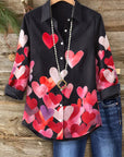 Midnight Watercolor Hearts Blouse