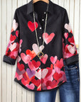 Midnight Watercolor Hearts Blouse