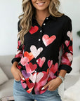 Midnight Watercolor Hearts Blouse
