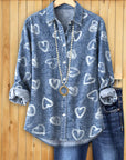 Denim Doodle Heart Shirt
