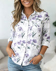Lavender Script Floral Blouse