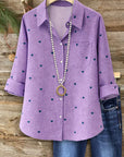 Lavender Heart Button Shirt